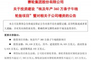A股頭部輪胎企業(yè)再添海外重大投資！賽輪輪胎擬超20億元在埃及建廠，年產(chǎn)360萬條子午輪胎