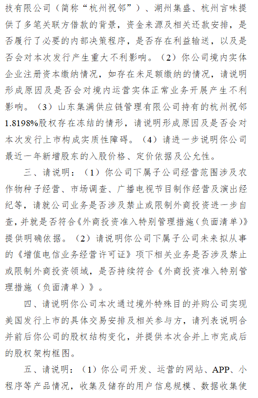 揚(yáng)州璽悅收到證監(jiān)會境外上市備案反饋 需說明股權(quán)架構(gòu)合規(guī)性等多項問題